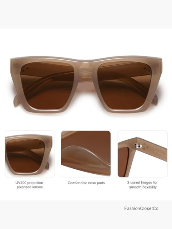 Oversized Square Cat Eye Polarized Sunglasses for Women Trendy Cateye main image 5